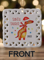 Dino Kids Personalized Square Porcelain Ornament