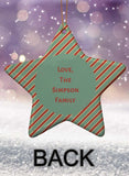 Monogramed Star Porcelain Ornament with Holiday Patterns