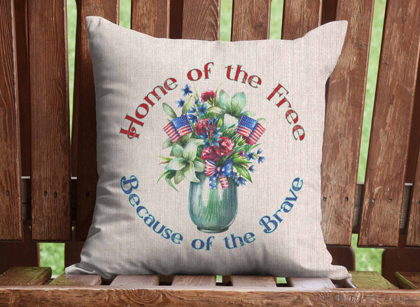 Americana Floral Throw Pillow Cover