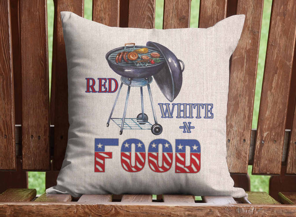 Red White N Food Throw Pillow Cover