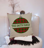 Plaid Christmas Ornament Throw Pillow Cover