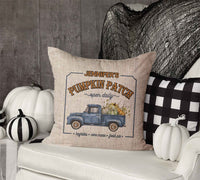 Pumpkin Patch Truck Throw Pillow Cover