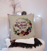 Romantic Floral Throw Pillow Cover