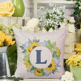 Sunflower Blues Monogram Throw Pillow Cover