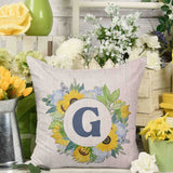 Sunflower Blues Monogram Throw Pillow Cover