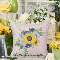 Sunflower Blues Throw Pillow Cover