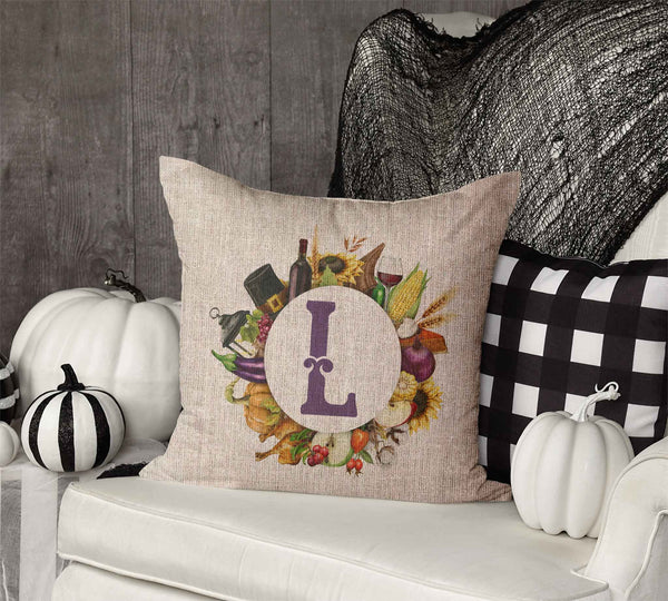 Thanksgiving Wreath Throw Pillow Cover