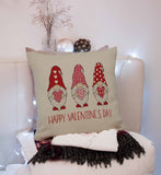 Valentine's Gnomes Throw Pillow Cover