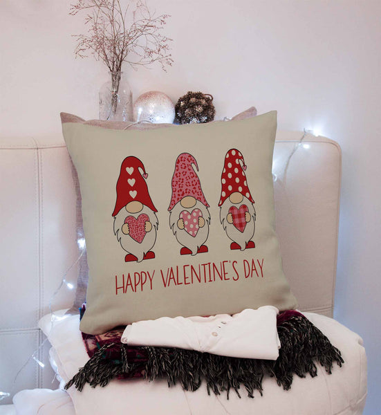 Valentine's Gnomes Throw Pillow Cover