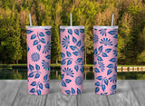 Florals-N-Flutters Skinny Travel Tumbler