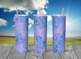 Florals-N-Flutters Skinny Travel Tumbler