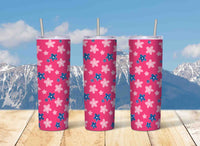 Florals-N-Flutters Skinny Travel Tumbler