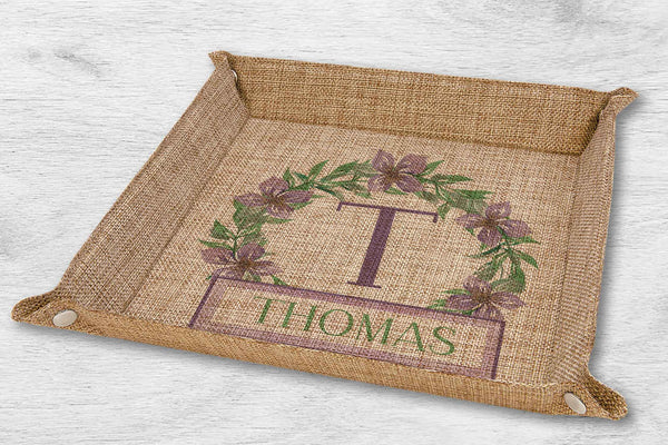 Purple Floral Monogram Snap Basket Large