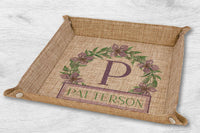 Purple Floral Monogram Snap Basket Large