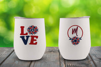 Americana Sunflower Personalized Stemless Wine Tumbler