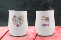 Floral Heart Personalized Stemless Wine Tumbler