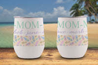 Name and Text with Floral Pattern Personalized Stemless Wine Tumbler