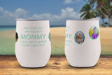 Four Images with Name and Text Personalized Stemless Wine Tumbler