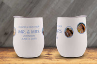 Four Images with Name and Text Personalized Stemless Wine Tumbler