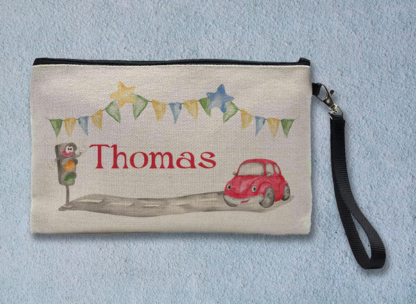 Crazy Cars Linen Zipper Bag