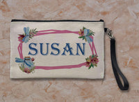 Dragonfly Floral Linen Zipper Bag