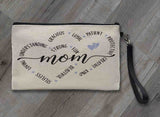 Mom Double Heart Linen Zipper Bag