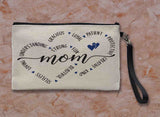 Mom Double Heart Linen Zipper Bag