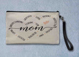 Mom Double Heart Linen Zipper Bag