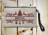 Classic Christmas Linen Zipper Bag