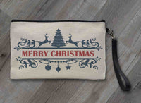 Classic Christmas Linen Zipper Bag