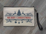 Classic Christmas Linen Zipper Bag