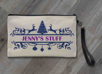 Classic Christmas Linen Zipper Bag